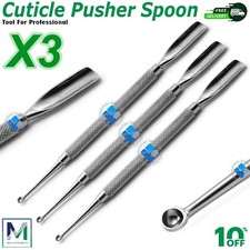 Stainless Steel Nail Art Manicure Cuticle Spoon Pusher Remover Tool Set New 3PCS