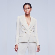 L'agence Kenzie Blazer White And Gold Striped Size Womens 8 / Medium