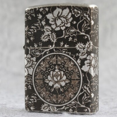 Zippo Feuerzeug 121FB Antique Silver Custom Design / Peony Pattern Neu in Box