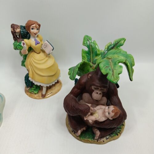 Estatuilla de porcelana de colección rara Disney Tarzán Jane Monkey & Trek Sri Lanka 3 piezas Set - Imagen 3 de 19