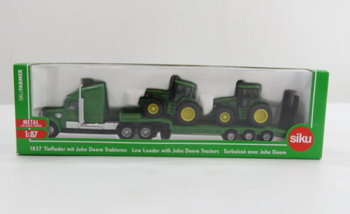 Siku Farmer 1:87 Scale John Deere Green Low Loader w/Tractors NIB