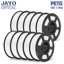 Bulk JAYO 10KG PETG White 1.75mm Filament 3D Printer 1.1KG Spool Non-brittle