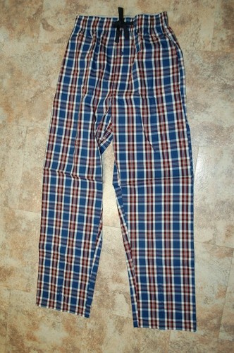 Mens Woven Pajama Pants BLUE RED WHITE 