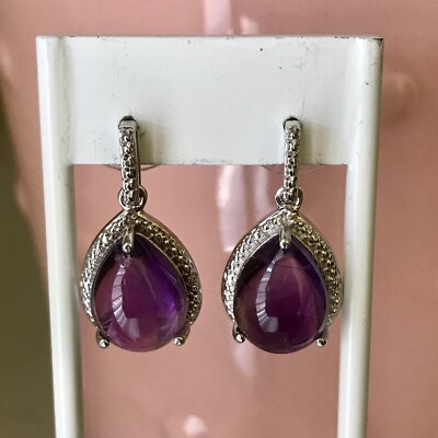 Jelly Belly Teardrop Amethyst 925 Sterling Silber Ohrhänger 