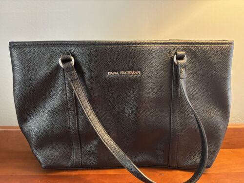 DANA BUCHMAN Women Black Faux Pebbled Leather Shoulder Bag Excellent Preowned