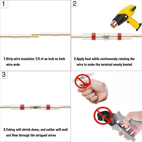 Waterproof Heat Shrink Wire Connector Solder Seal Sleeves Terminal kits 50/100x - Picture 5 of 23