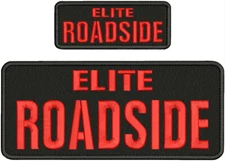 ELITE ROADSIDE EMBROIDERY PATCH 10X4 AND 5X2 HOOK ON BACK RED ON BLACK