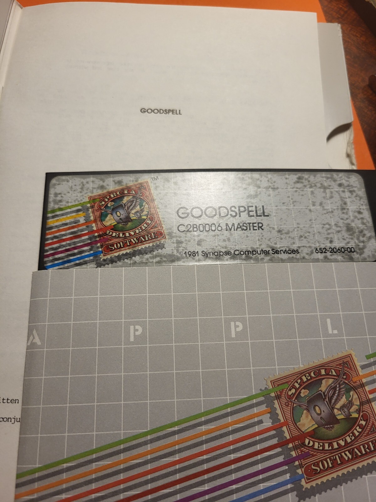 1981 APPLE II 5.25 Synapse Goodspell C2B0006 vintage computer disc