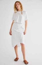 Free People Leila Wrap Style Beach Midi Dress, Ivory, X-Small, RRP $70