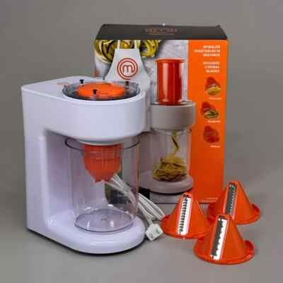 MASTERCHEF Electric Spiralizer With 3 Spiral Blades 12'' x 9.5'' White/Orange
