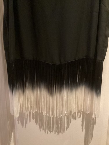 Ladies Black Chiffon Vest With Black Ivory Fringes At Hem Size 18. - Picture 6 of 6