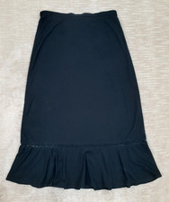 Sag Harbor Womens Sz 14 Black Flounce Midi Skirt Soft Microfiber Casual Career