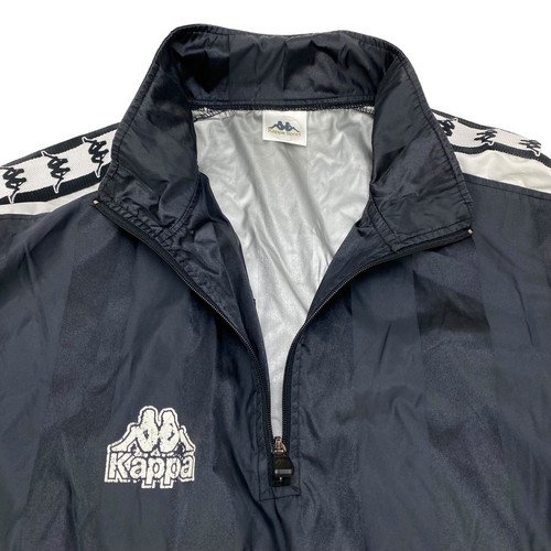 Vintage Kappa 1/4 Zip Pullover Windbreaker Track Jacket Black Big Logo Sz XL - Picture 4 of 13
