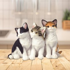 3.5"H Wabansia Tuxedo & abby Cats Sitting Side by Side Figurine Room Decor