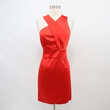 Lavender Label Vera Wang Sheath Dress Womens 4 Orange Red Satin Asymmetrical