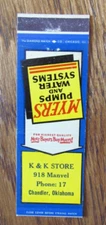 LOW PHONE # 17 MATCHBOOK COVER: K & K STORE MATCHCOVER (CHANDLER, OKLAHOMA) -D14
