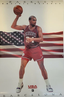 TP9 24X36 POSTER NEW 1992 NIKE USA CHARLES BARKLEY BARCELONA STOCK PIC SEE DESC - Image 1 of 2