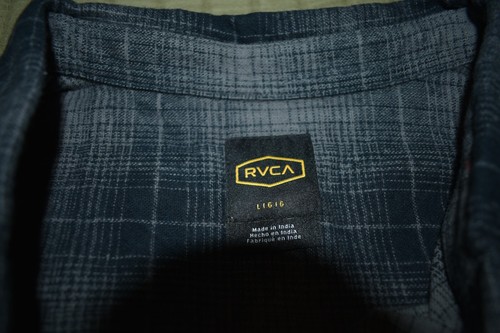 NWT Men's RVCA Dayshift Flannel Shirt L RVCA Black Button Closure Pockets - Picture 13 of 14