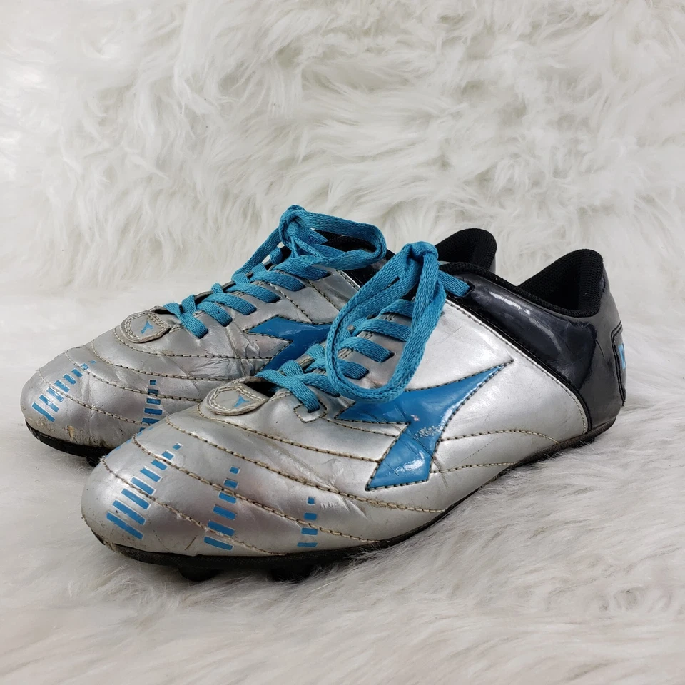 Botines de fútbol DIADORA plateados negros azules talla juvenil EE. UU. 3,5 EUR 35,5 Foto 2 de 4