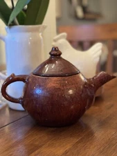 JUGTOWN Tea Pot Seagrove North Carolina Brown Glaze  Rare  Rustic Owen’s