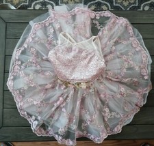 Weissman Tutu Dance Dress Costume Sequin Embroider Floral Pink Full Circle Girls