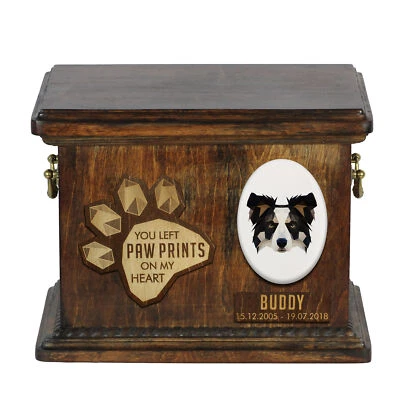 Border Collie urne en bois avec un chien Art-Dog - Photo 1/4