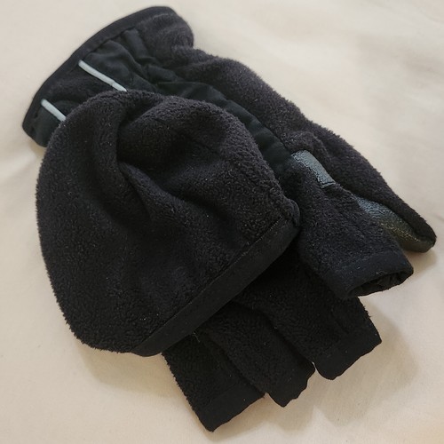 Youth Convertible Mitten Gloves Size M/L 8-20 Black Thinsulate Ski Winter Unisex - Picture 5 of 11