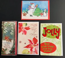 Lot of 4 Christmas Cards New Paper Magic American Greetings Voila with Envelopes