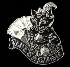 LIFE'S A GAMBLE LUCKY KITTY BELT BUCKLE NEW 