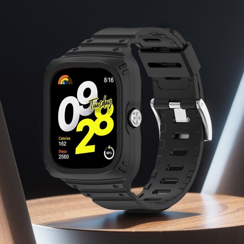 2 In 1 For Redmi Watch 4 Case + Strap Silicone Wristband Replacement (Black) Hot - Zdjęcie 4 z 8