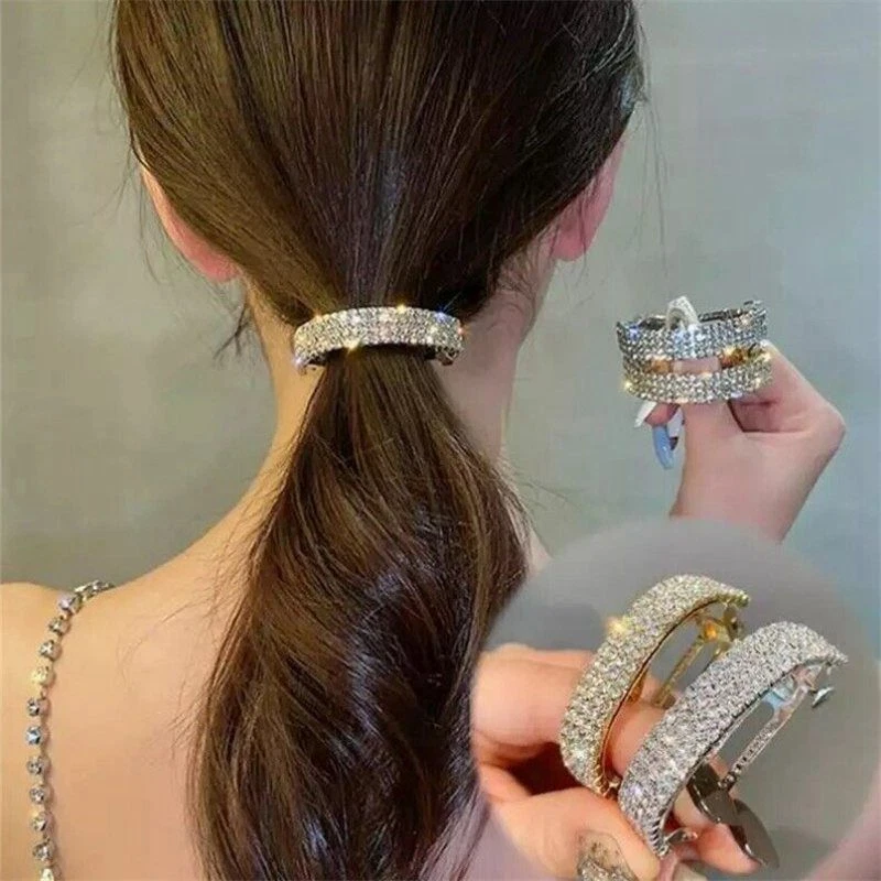 Crystal Hair Clip Rhinestone Claw Ponytail Flower Hairpin Styling Women Holder - Image 2 of 2
