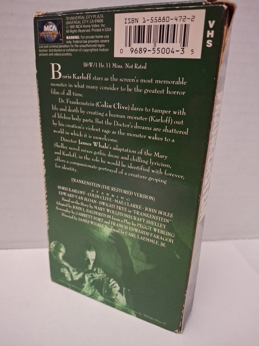 Frankenstein (VHS, 1931)BORIS KARLOFF / HORROR CLASSIC | eBay