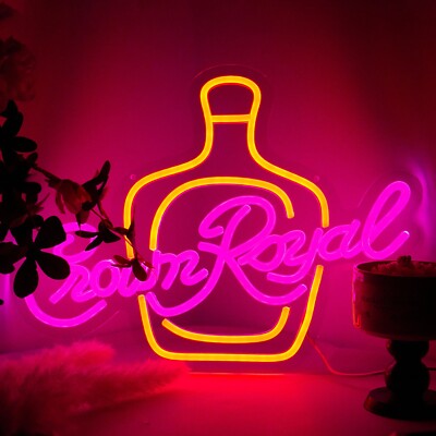 Crown Royal Texas Whiskey TX 12''x16'' Neon Light Sign Lamp Beer Bar Artwork Decor