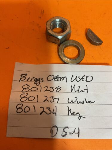 Genuine Oem Used Briggs And Stratton Nut 801238 Washer 801237 Key 801234 D5-4