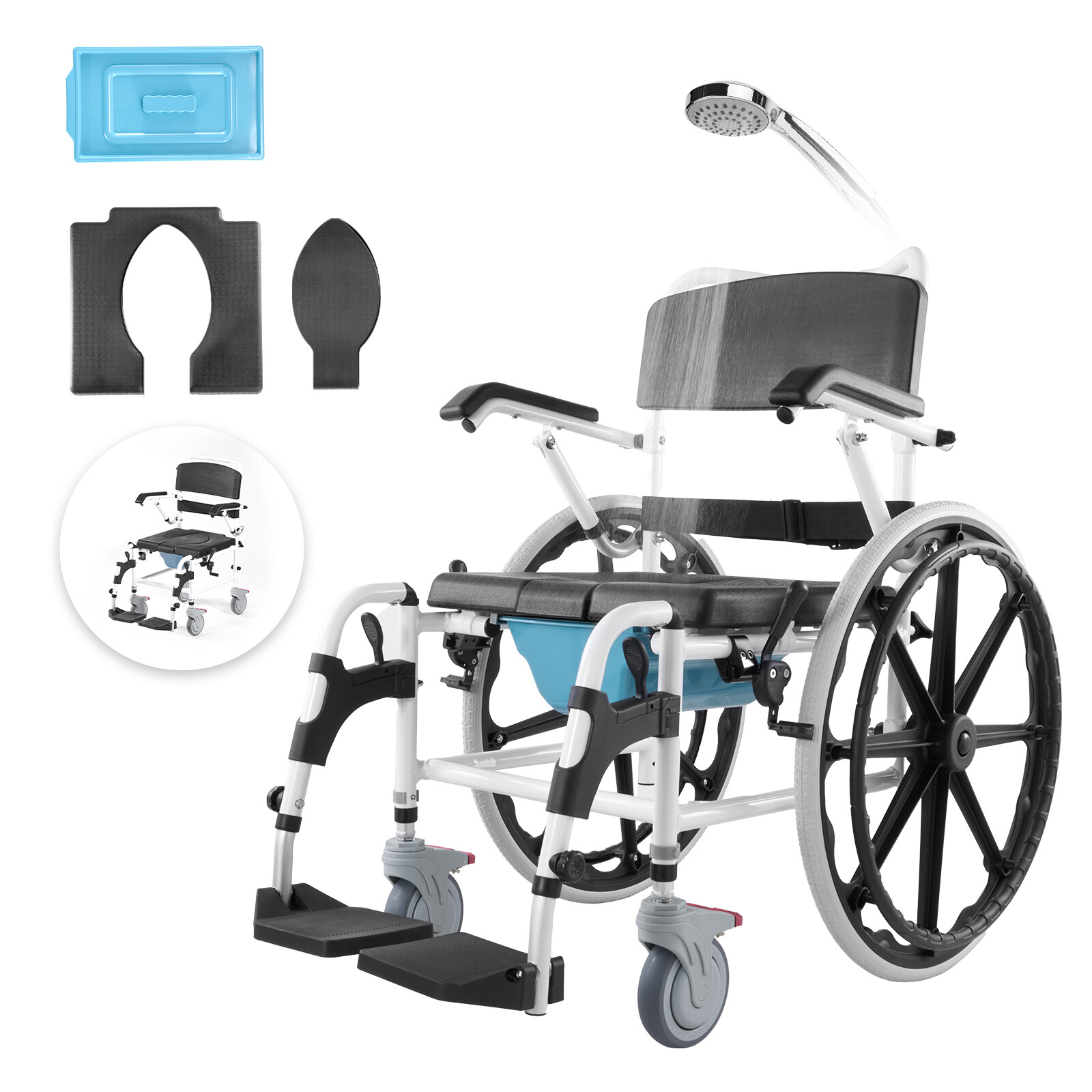 Fauteuil roulant de douche VEVOR étanche avec roues à frein