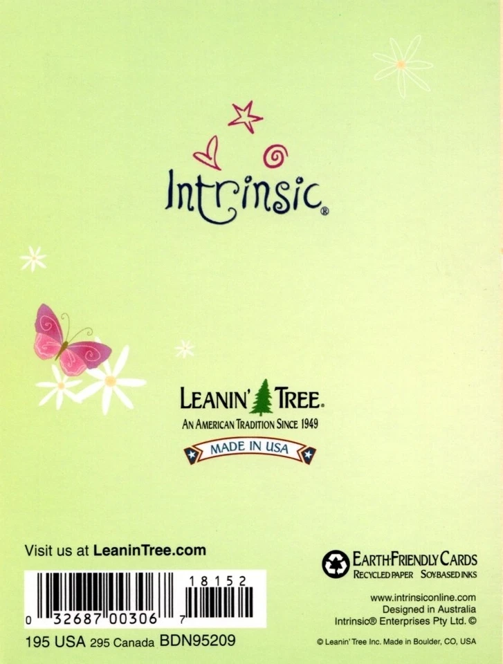 Happy Birthday Pink Butterfly Butterflies White Daisy Leanin' Tree Greeting Card - Image 3 of 3