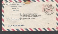 Peru 1954 registered cover Neil H Durkee G Berckemeyer Lima to Los Angeles CA
