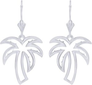 Authentic Open Palm Tree Dangle Earrings For Women's 925 Sterling Silver