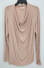 Cabi Top Womens Medium Pink Drapey Cottagecore Long Sleeve Pullover Stretch