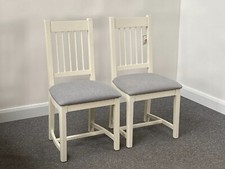 Willis & Gambier Newquay Solid Oak Wood White Dining Chairs Light Grey Seat £398