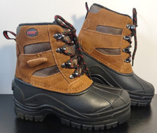 Khombu Winter Snow Boots Size 1M Youth Fleece Lined Brown Black Lace Up 14889