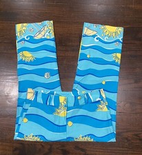 Lilly Pulitzer Blue Sunny Beach Themed Capri Pants Women's Size 6 Lightweight