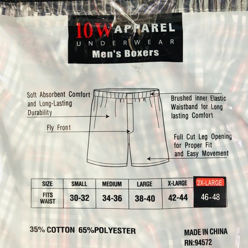 Men's 10W Apparel 3 Pack Plaid Boxers Underwear Choose: Sz 2XL NIP (1) - 第 12/15 張圖片