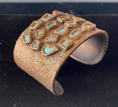 Vintage Bell Trading Post Turquoise CORINTHIAN Cuff Bracelet 1970’s Solid  Copper