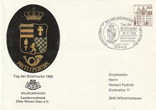 Federal Republic, private postal stationery "Day of BM 1980" post house sign, SST. WILHELMSHAVEN