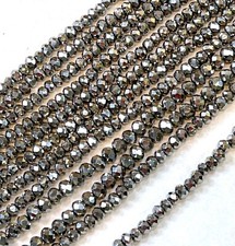 Rondelle Beads, 2x2.25mm, Metallic Silver, w/AB Finish, Czech, 100 Pcs