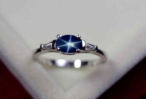 7x5mm Blue Star Ring in 925 Sterling Silver Ring Blue Sapphire Star Ring