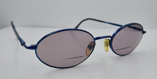 Vintage Luxottica LU1284 Blue Oval Metal Sunglasses Italy FRAMES ONLY