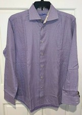 Mens Robert Graham Purple Long Sleeve Dress Shirt Size 43 / 17 / L-XL