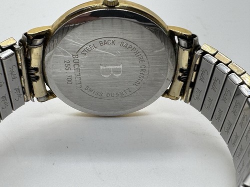 Vintage Bucherer Men’s Q Golden Date Dial Quartz W/Bracelet Band - Serviced - Picture 4 of 6